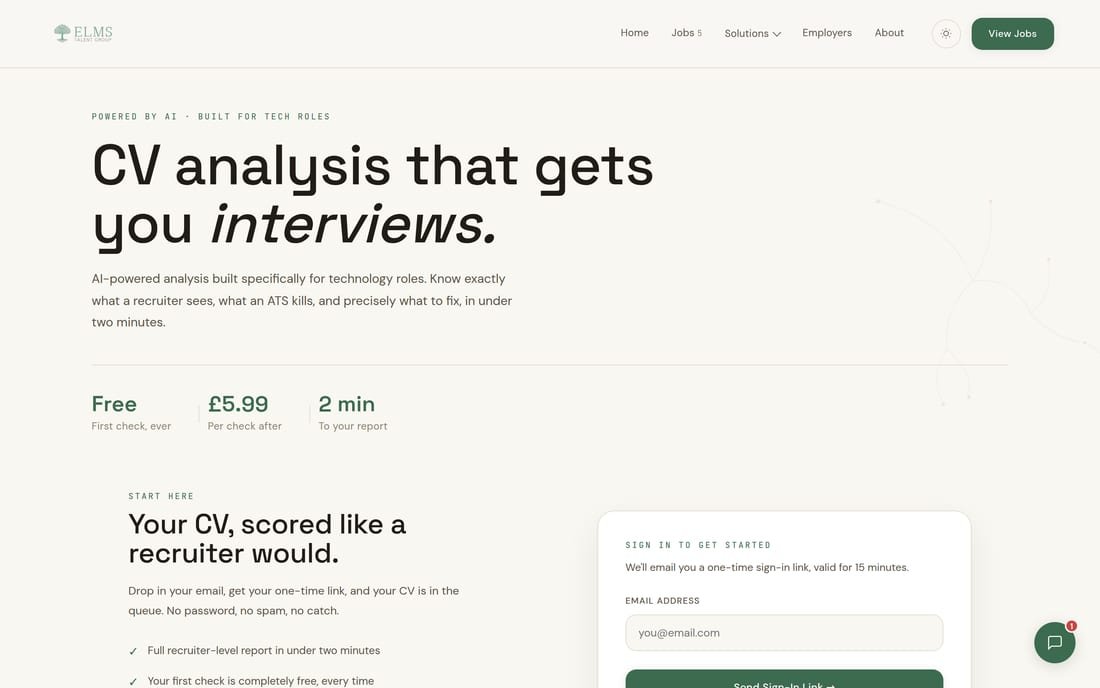 Elms Talent Group — CV Checker