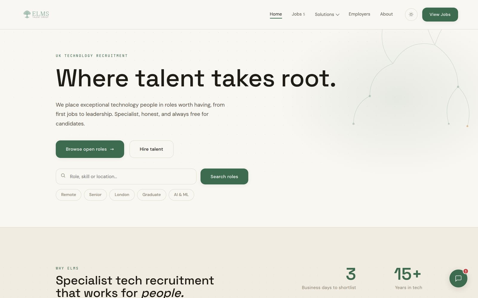 Elms Talent Group homepage