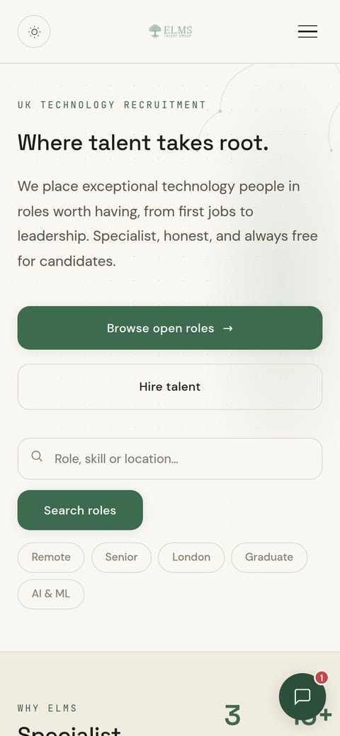 Elms Talent Group on mobile