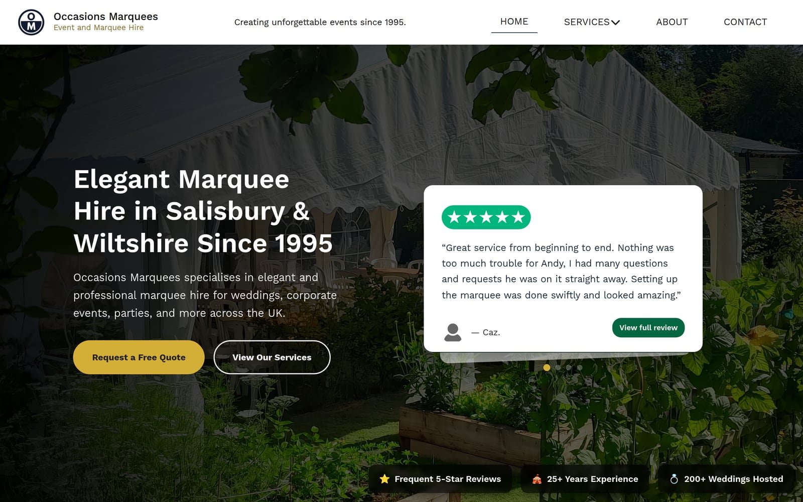 Occasions Marquees homepage