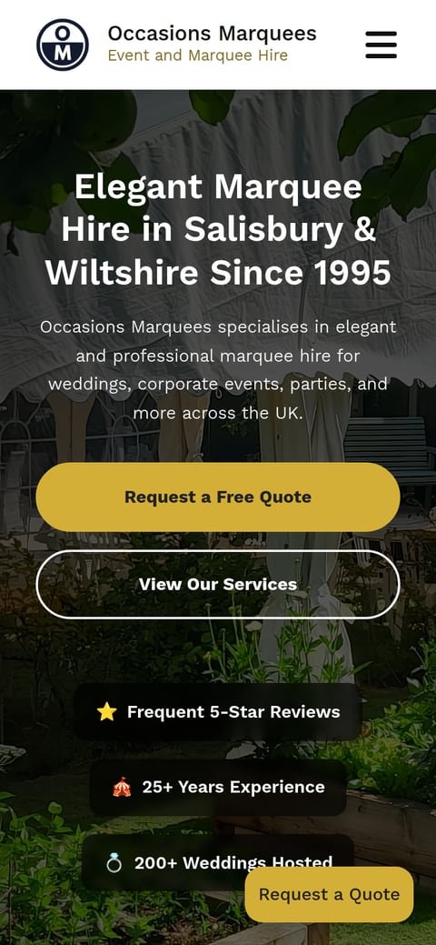 Occasions Marquees on mobile